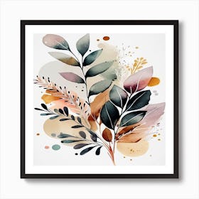 Watercolor Leaves Art Print