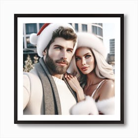 Merry Christmas couple Art Print