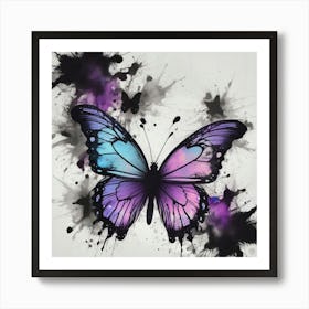 Butterfly With Paint Splashes 20 Art Print