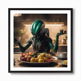 Alien In The Kitchen Art Print