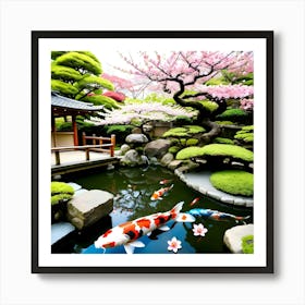 Koi Pond Japanese Art Print