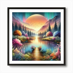 Stylish Spaces With Peaceful Landscapes Art Print