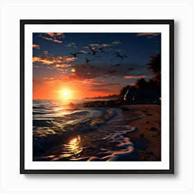 Sunset On The Beach 1 Art Print