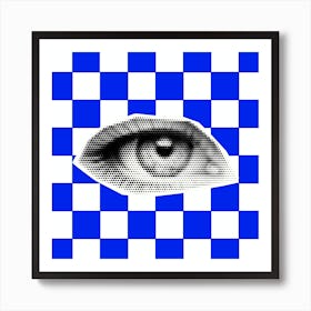 Checkerboard Eye Blue  Art Print