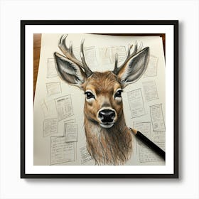 Deer Head 34 Art Print