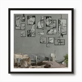 Black And White Abstract Wall Art Art Print