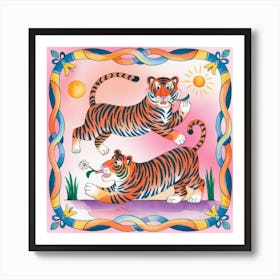 Whimsical Tigers Art Print