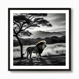 Lion In The Savannah 1 Art Print