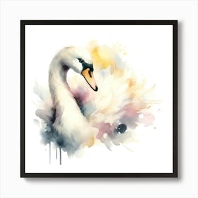 Watercolor Swan Art Print