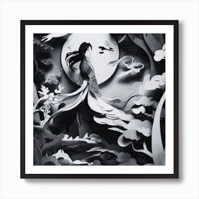 Asian Woman In The Forest Art Print