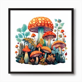 Mushrooms In The Forest 7 Art Print