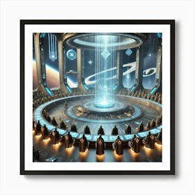 A Highly Detailed Science Fiction Illustration Of 3 Art Print