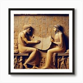 Reading a papyrus scroll 1 Art Print