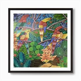 Parrots In The Jungle Art Print