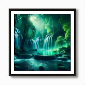 Waterfall In The Forest 3 Art Print