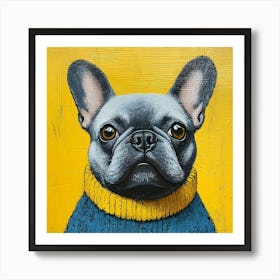 Frenchie In Yellow And Blue 5 Art Print