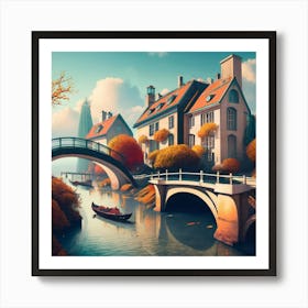 Autumn Bridge Art Print