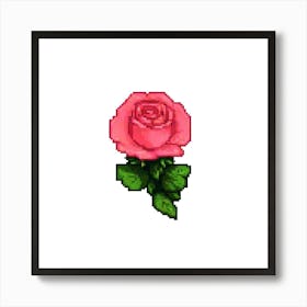 Pixel Rose Art Print