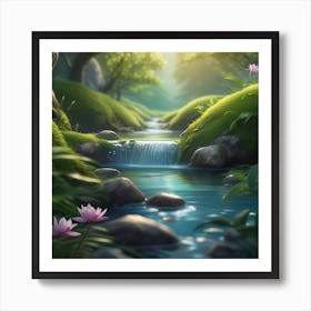 Stream In The Forest 2 Art Print