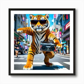 Tiger With Boombox Art Print