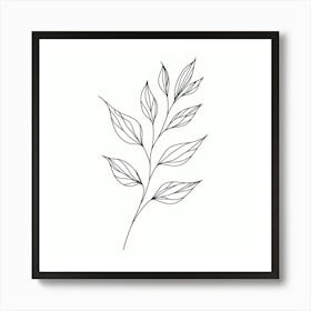 Line Drawing Of A Leaf Art Print