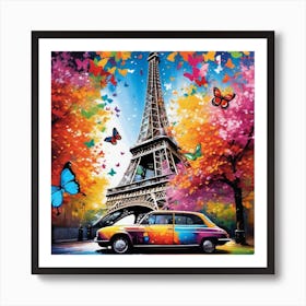 Paris With Butterflies 2 Art Print