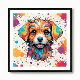 Colorful Dog With Splashes Art Print