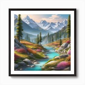 Peaceful Landscape In Mountains Ultra Hd Realistic Vivid Colors Highly Detailed Uhd Drawing Pe (7) Art Print