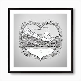 Heart With Mountains Art Print