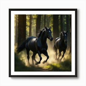 Horses In The Woods 1 Art Print