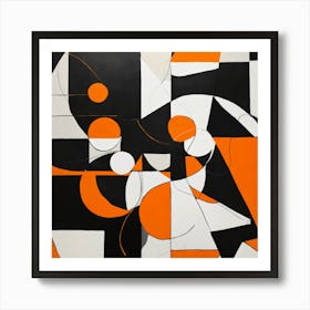 Abstract Orange And Black Painting Art Print