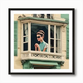 Audrey Hepburn On A Flatemate At The Window Art Print