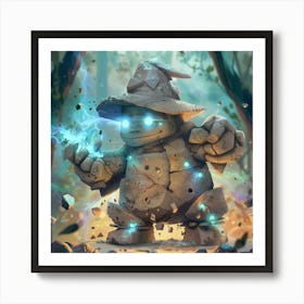 Stone Wizard In The Forest Performing Magic Art Print