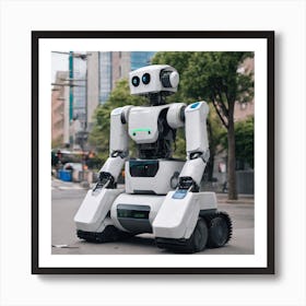 Robot On The Street 50 Art Print