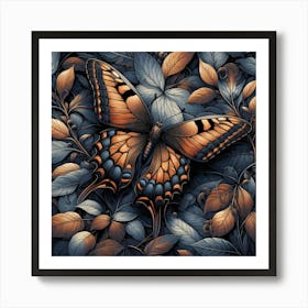 Rusty Amber Butterfly Art Print