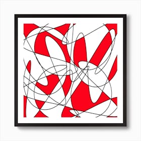Abstract Red And White Art Print