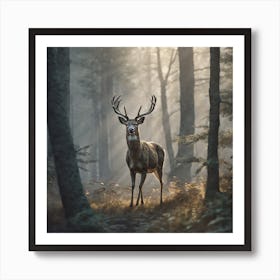 Deer In The Forest 64 Art Print