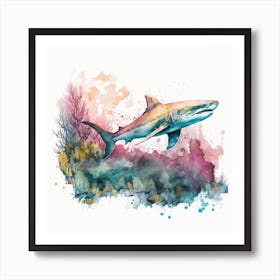 Shark Watercolor Painting Art Print