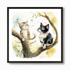 Two Cats In A Tree Art Print