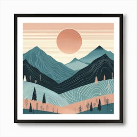 Mountains And Trees Art Print