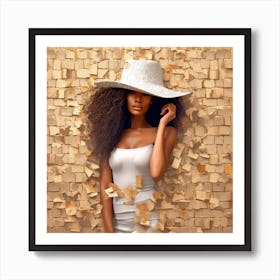 Afro Girl In White Hat Art Print