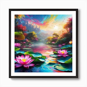 Lotus Lily Painting 2 Art Print