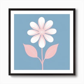 A White And Pink Flower In Minimalist Style Square Composition 133 Art Print