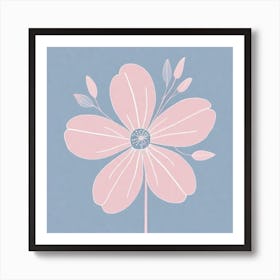 A White And Pink Flower In Minimalist Style Square Composition 397 Art Print