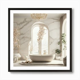 White Marble Bathroom Art Print