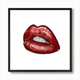 Red Lips, Drawing Art Print