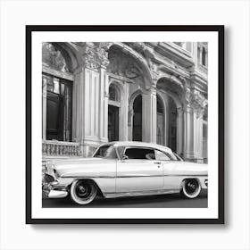 Old Car In Front Of A Building Art Print