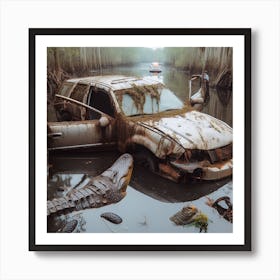 Car in Swamp Art Print