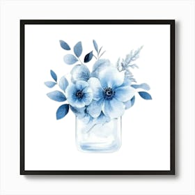 Watercolor Blue Floral 29 Art Print