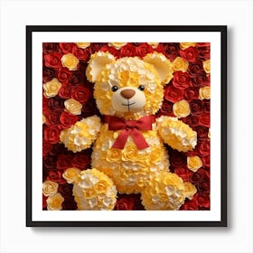 Teddy Bear With Roses 13 Art Print